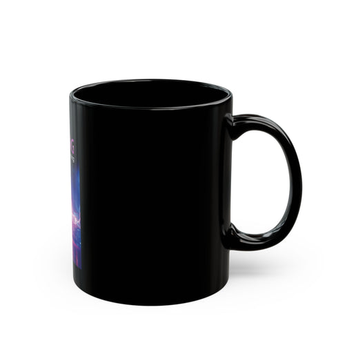 Dancing Like Nobody's Watching Black Mug — Neon Dance Silhouette Coffee Cup (11oz/15oz)